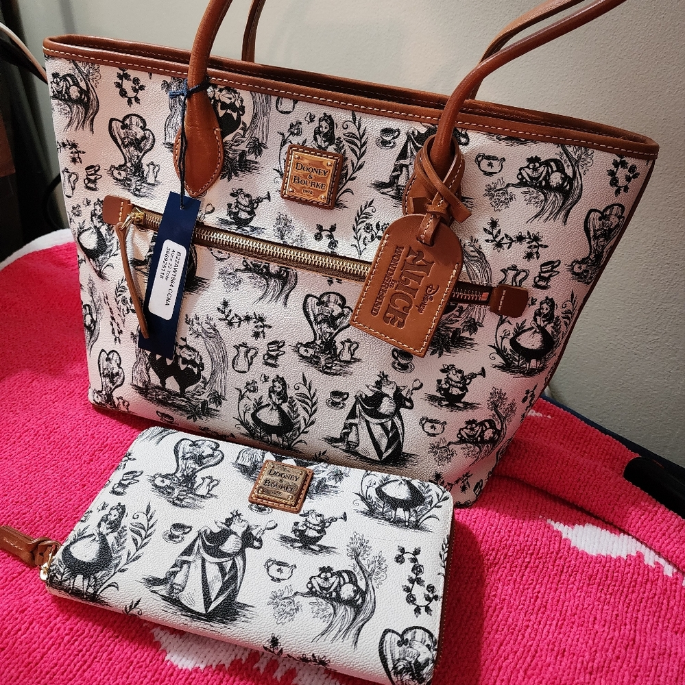 Dooney Disney Alice in Wonderland Tote and matching wallet